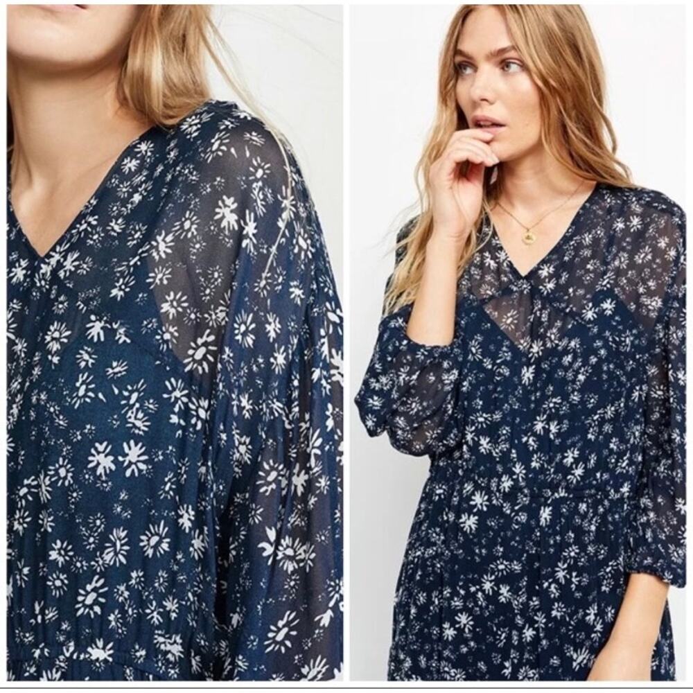 NWT Free People Wallflower Midi Maxi Dress Boho Navy Blue Floral Medium - Picture 3 of 11